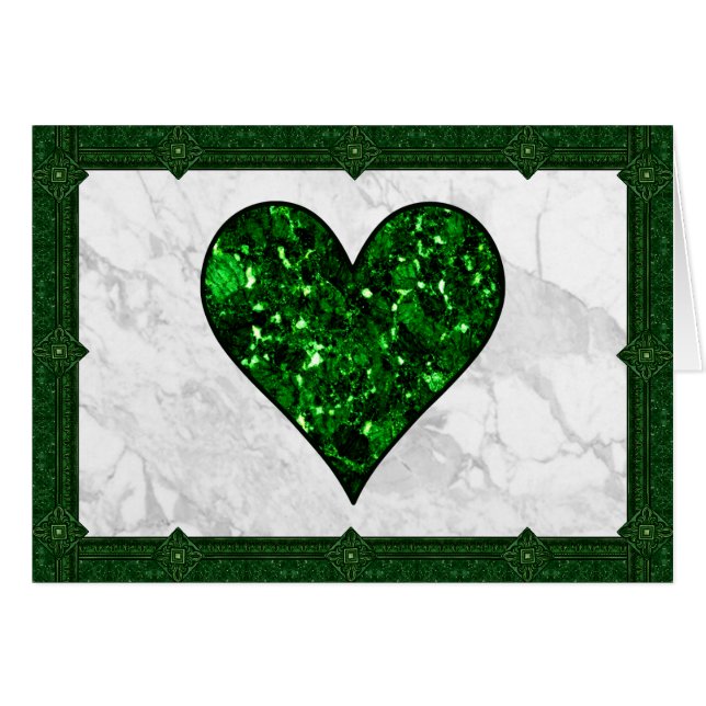 Emerald Gem Heart Hälsningskort (Framsidan Horizontal)