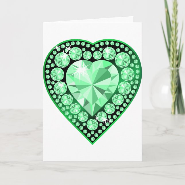 Emerald Gem Heart Helgkort (Framsida)