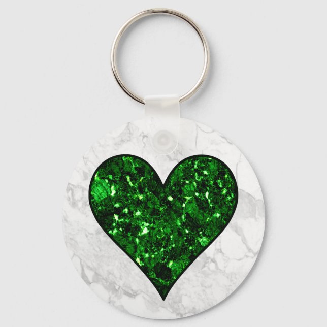 Emerald Gem Heart Nyckelring (Framsida)