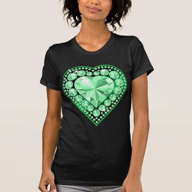 Emerald Gem Heart T-shirt (Framsida)
