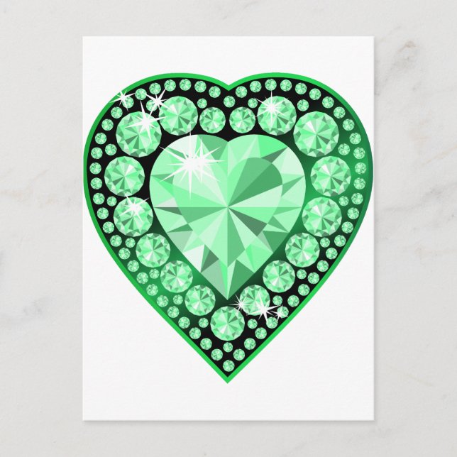Emerald Gem Heart Vykort (Framsida)
