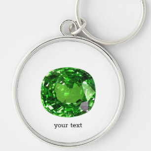Emerald Gemstone, Grönt Rund Silverfärgad Nyckelring