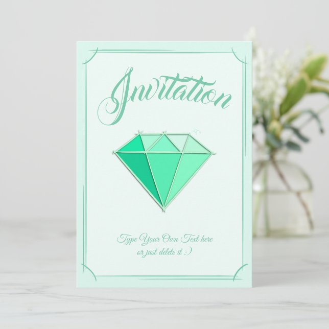 Emerald Gemstone. Juveli. 55 Bröllop-årsdagen Inbjudningar (Stående Fram)
