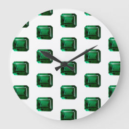 Emerald Gemstone mönster, May Birthstone Stor Klocka