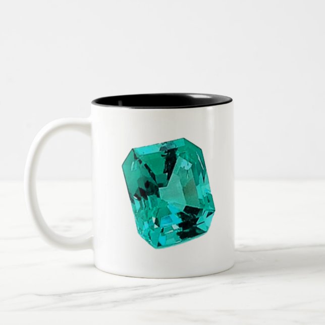 Emerald Gemstone printed on Två-Tonad Mugg (Vänster)