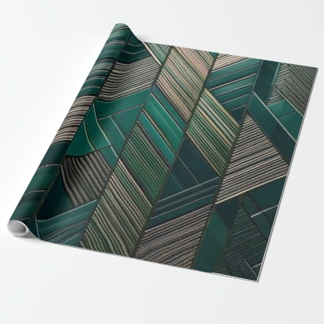 Emerald Geometry – Modern Art Deco Paper Presentpapper (Utrullad)