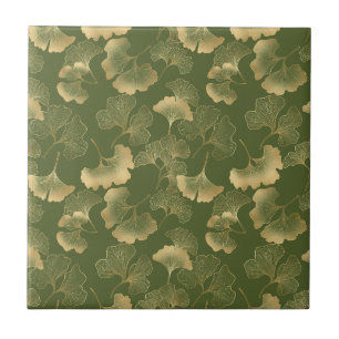 Emerald Ginkgo Elegance – Lyx Botanisk 14 Karat Gu Kakelplatta