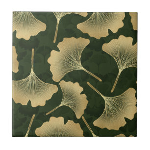 Emerald Ginkgo Elegans – Lyx Guld Botanisk 15 Kakelplatta