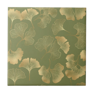 Emerald Ginkgo Elegans – Lyx Guld Botanisk 9 Kakelplatta