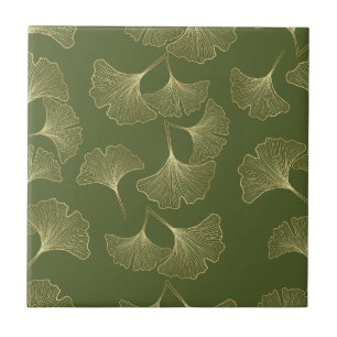 Emerald Ginkgo Elegans – Lyxig Guld Botanisk 8 Kakelplatta