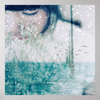 Emerald Girl-Grönt Poster Papper 24-tums x 24-tums