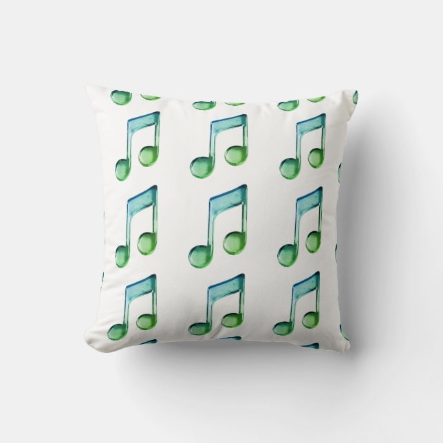 Emerald Glass Rhythms: Translucent Musical Pattern Kudde (Framsida)
