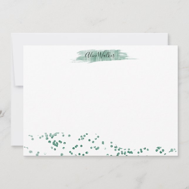 Emerald Glitter ⎢ Personlig Note Card Anteckningskort (Framsida)