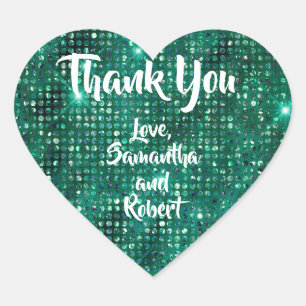 Emerald Glitter Tack Heart Sticker Hjärtformat Klistermärke