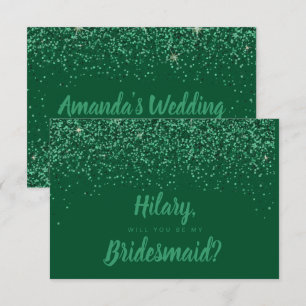 Emerald Glitz Glitter Bridesmaid Card Inbjudningar