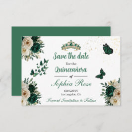 Emerald Gold Butterfly Tiara Quinceañera Save Date Spara Datumet