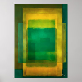 Emerald Gold Color Field Abstract Modern Art Poster