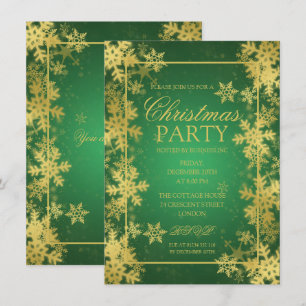 Emerald & Gold Foil Snöflingor jul Party Inbjudningar