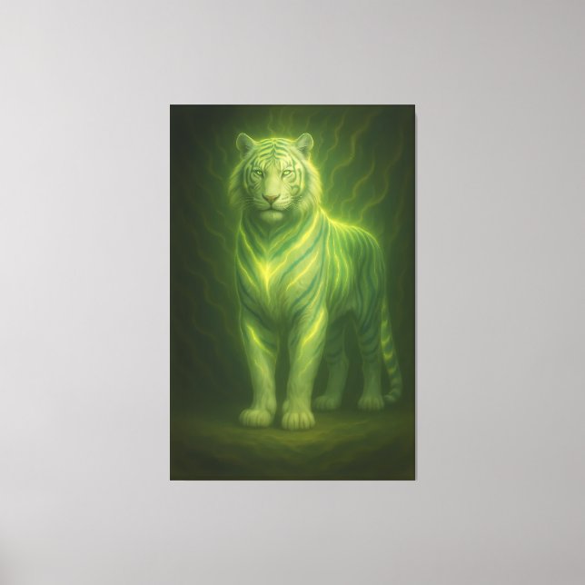 Emerald Golden Glow White Tiger – Standing Lightfo Canvastryck (Framsida)