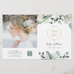 emerald grå, vita blommor, bifold brochure