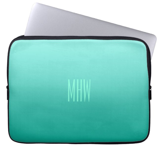 Emerald Gradient anpassningsbar monogram laptop sl Fodral (Framsidan)