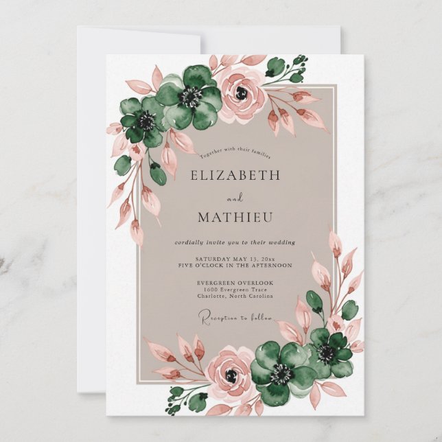 Emerald Green Alluring Botanical Wedding Inbjudningar (Framsida)