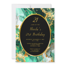 Emerald Green and Gold Marble Agate Birthday Party