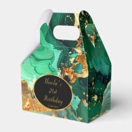 Emerald Green and Gold Marble Agate Birthday Party Presentaskar