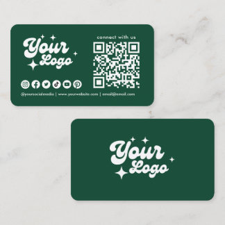 Emerald Green Anslut Med Oss Logo Qr Kod Visitkort