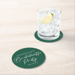 Emerald Green Bachelorette Party Personalized Underlägg Papper Rund