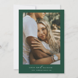 Emerald Green botanical crest monogram wedding Inbjudningar