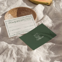 Emerald Green Branches Boho Old Money Wedding OSA Kort