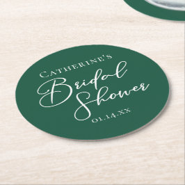 Emerald Green Bridal Shower Personalized Underlägg Papper Rund