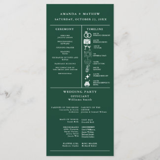 Emerald Green Bröllopsinfografiskt Program