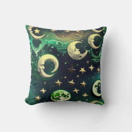 Emerald Green Celestial Moon Pillow Kudde