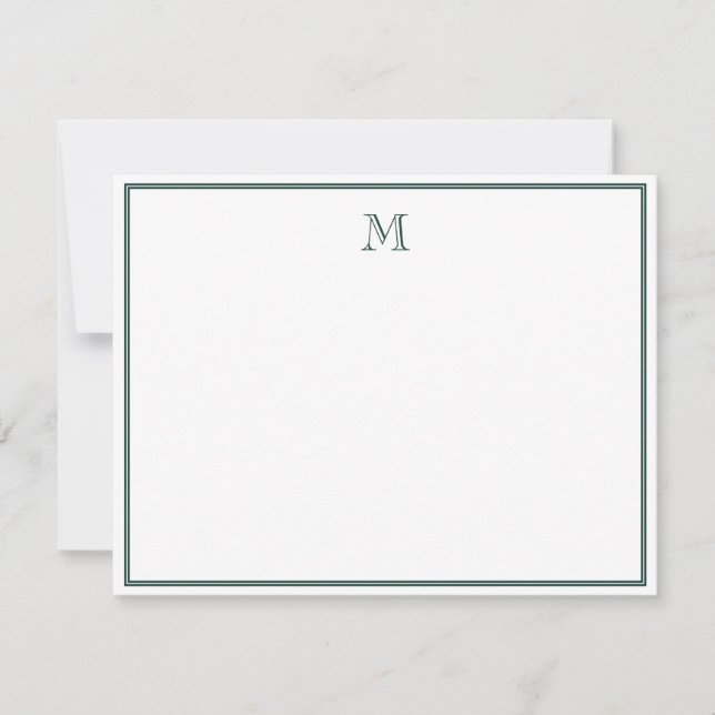 Emerald Green Classic Vintage Initial Letter Anteckningskort (Framsida)