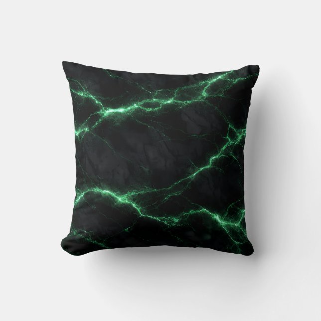 Emerald Green Electric Marble Throw Pillow Kudde (Framsida)