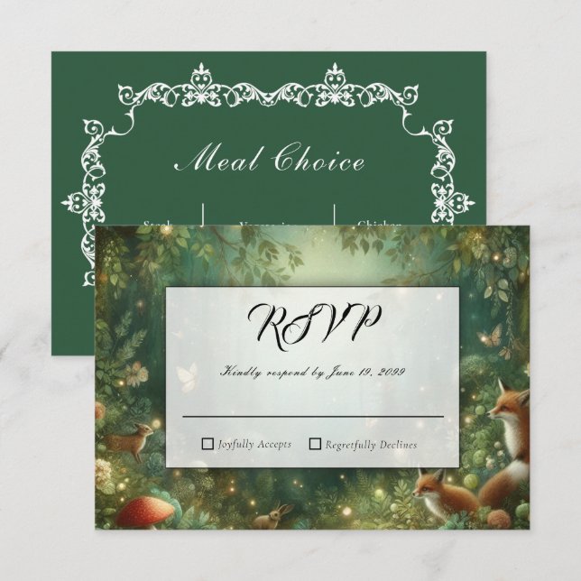 Emerald Green Enchanted Forest Wedding OSA Kort (Fram/baksida)