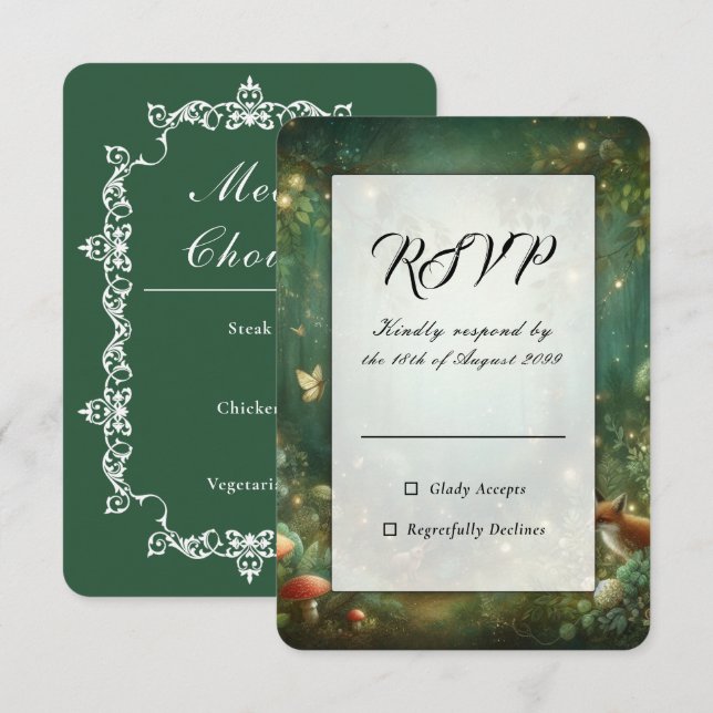 Emerald Green Enchanted Forest Wedding OSA Kort (Fram/baksida)