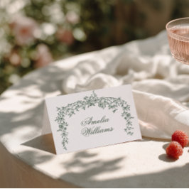 Emerald Green Floral Boho Chic Wedding Place Cards Bordsnummer