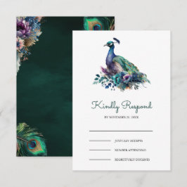 Emerald Green Floral Peacock Wedding OSA Kort