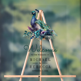 Emerald Green Floral Peacock Wedding Welcome