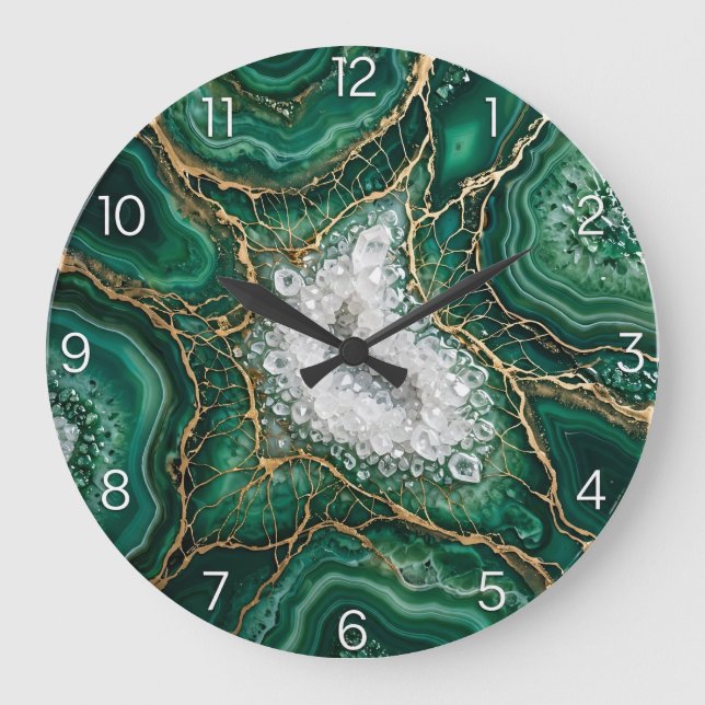 Emerald Green Geode Epoxy Wall Clock Stor Klocka (Framsida)