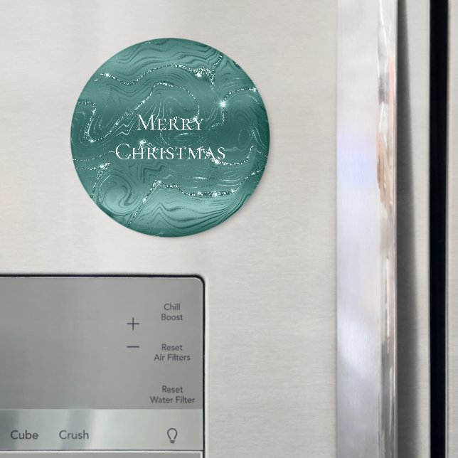 Emerald Green Glitzy Marble Christmas Magnet (In Situ (Fridge))