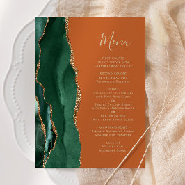 Emerald Green Gold Burnt Orange Wedding Meny
