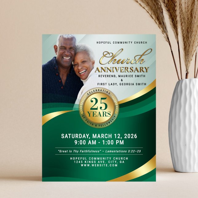 Emerald Green & Gold Church Anniversary Flyer (Skapare uppladdad)
