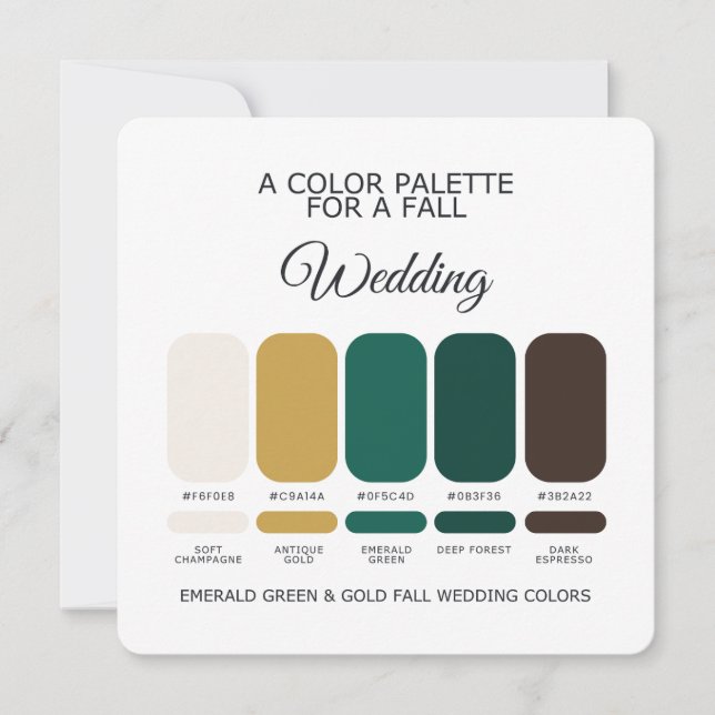 Emerald Green Gold Fall Wedding Palette 2026 Card Inbjudningar (Framsida)