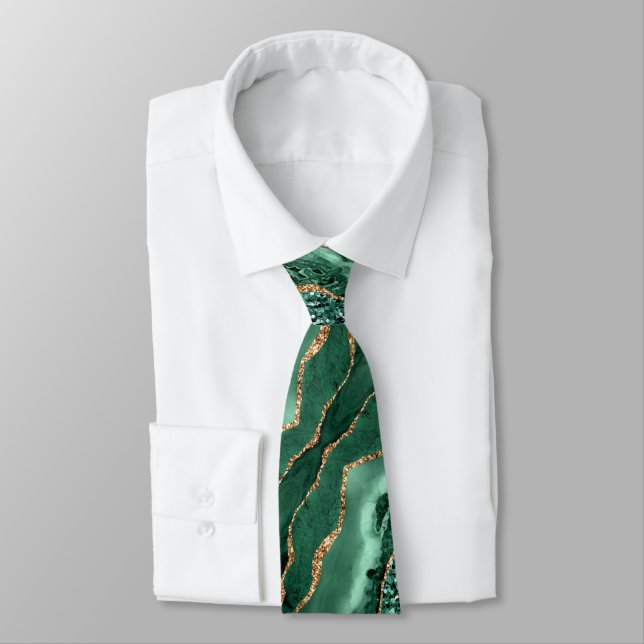Emerald Green Gold Glitter Neck Tie Slips (Bunden)
