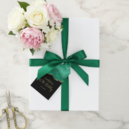 Emerald Green Gold Glitter Watercolor Marble Presentetikett