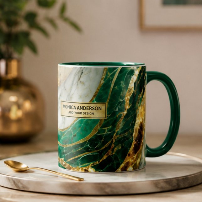  Emerald Green Gold Marble Metallic Luxury Geode Mugg (Skapare uppladdad)